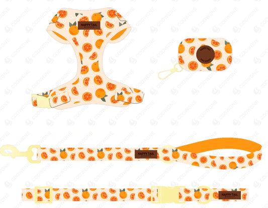 Chic and Safe dog harness sets for your adventurous canines ORANGE - Happy Tail Kingdom 
