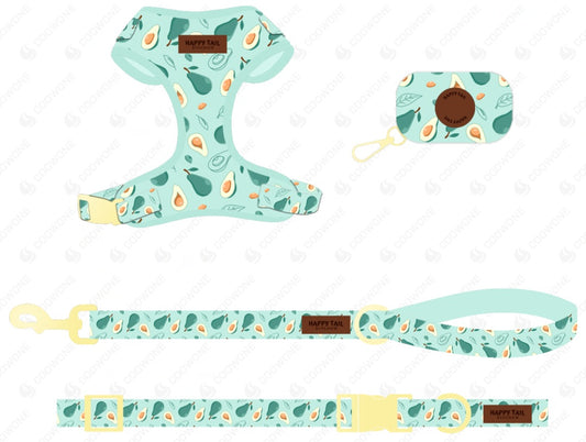 Chic and Safe dog harness sets for your adventurous canines AVOCADO - Happy Tail Kingdom 